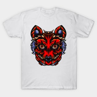 Colorful Red Wolf Monster Fantasy Artsy Style T-Shirt